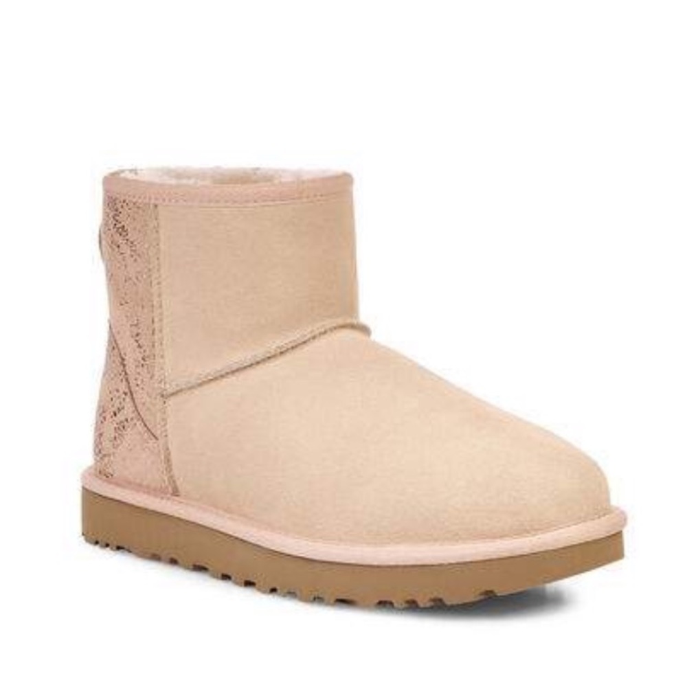 NEW Ugg classic mini metallic snake boot rose gold - Picture 1 of 5